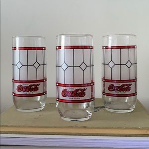 Vintage Tiffany Style Coca Cola Glasses Set of 3